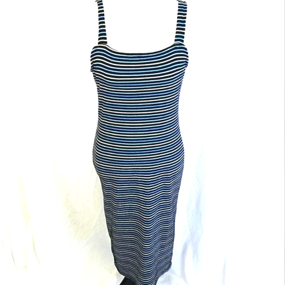 Ultra Flirt Junior T-Shirt Dress Blue Horizontal Stripe Size Large